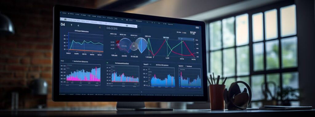 A computer screen showing various types of data charts